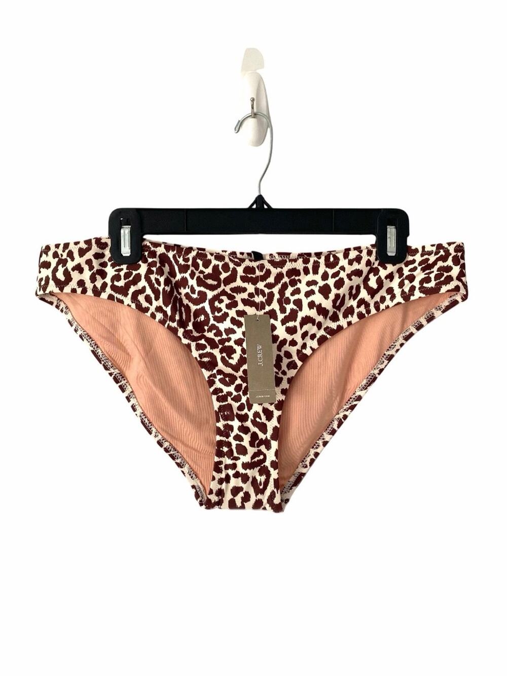 J. Crew NWTS Leopard Cheetah Animal Print Bikini Bottoms size large Brown Cream